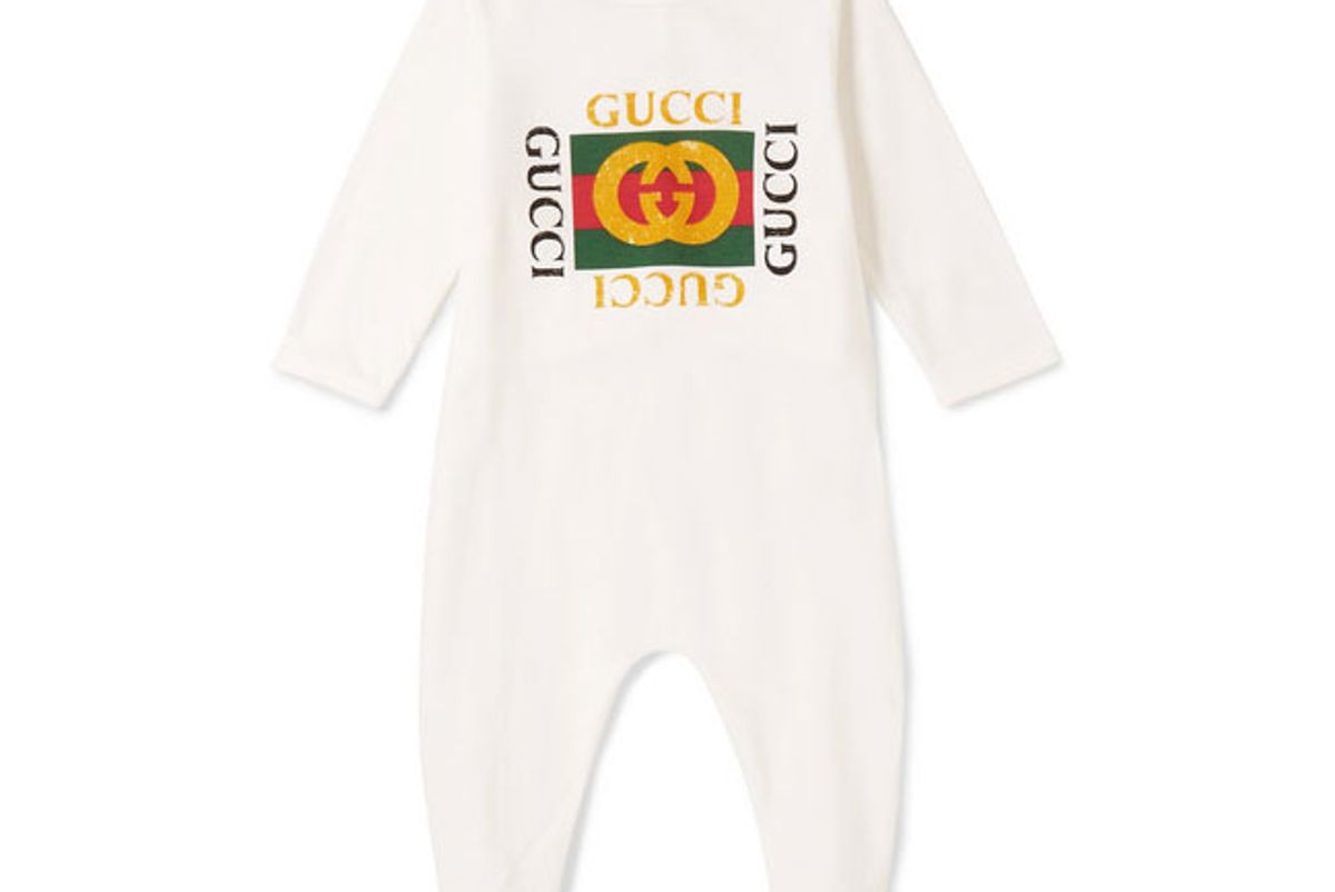 gucci kids printed cotton jersey babygrow