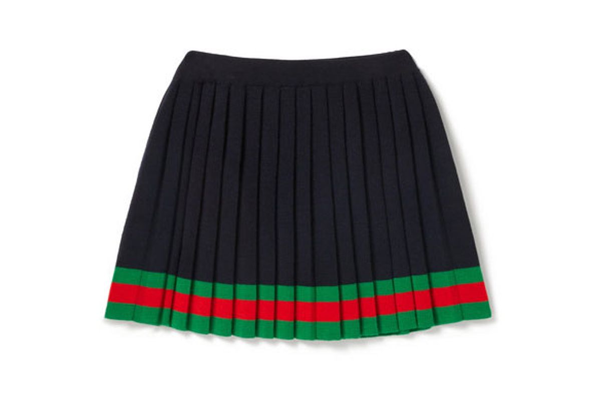 gucci kids striped pleated wool skirt