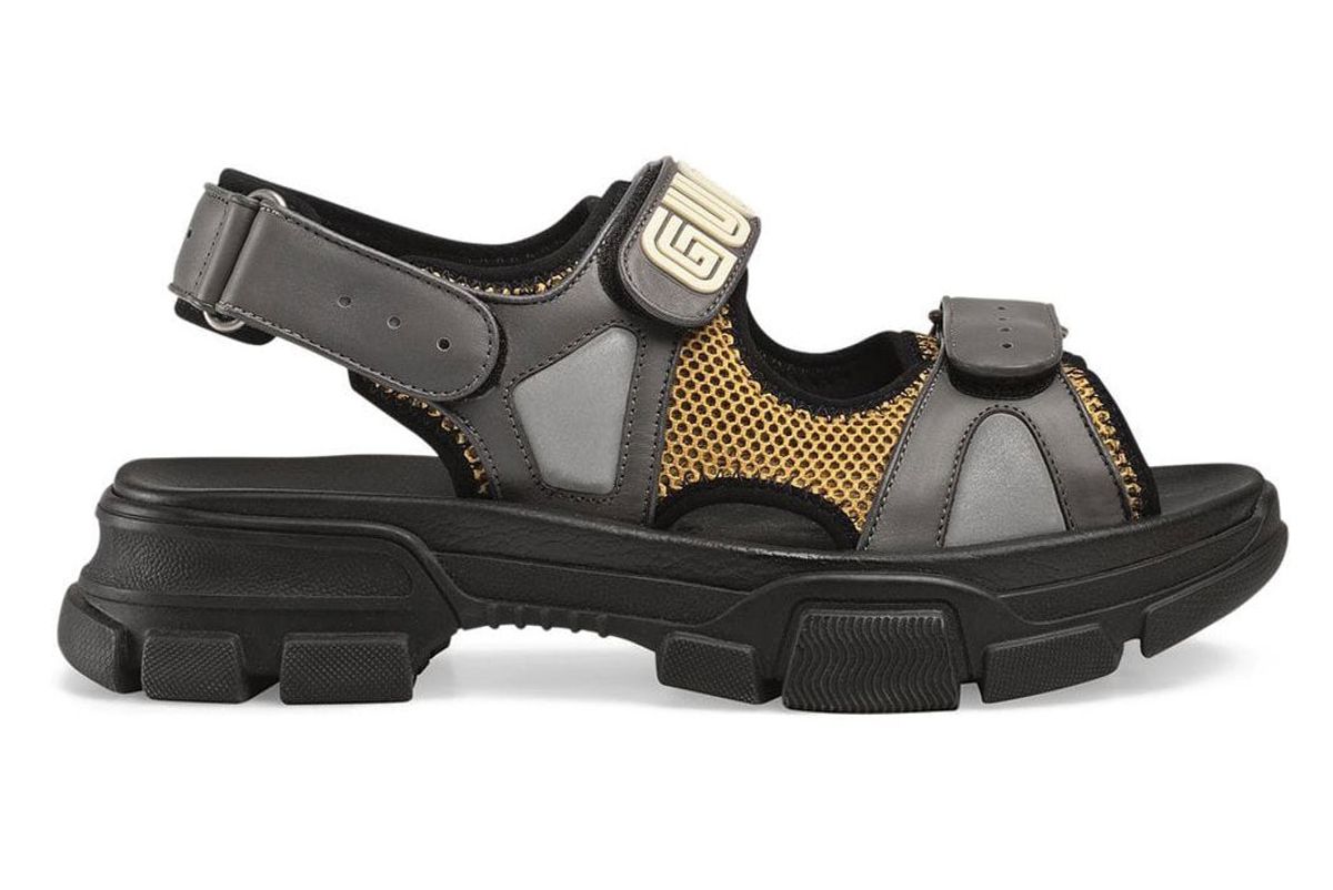 gucci leather and mesh sandals