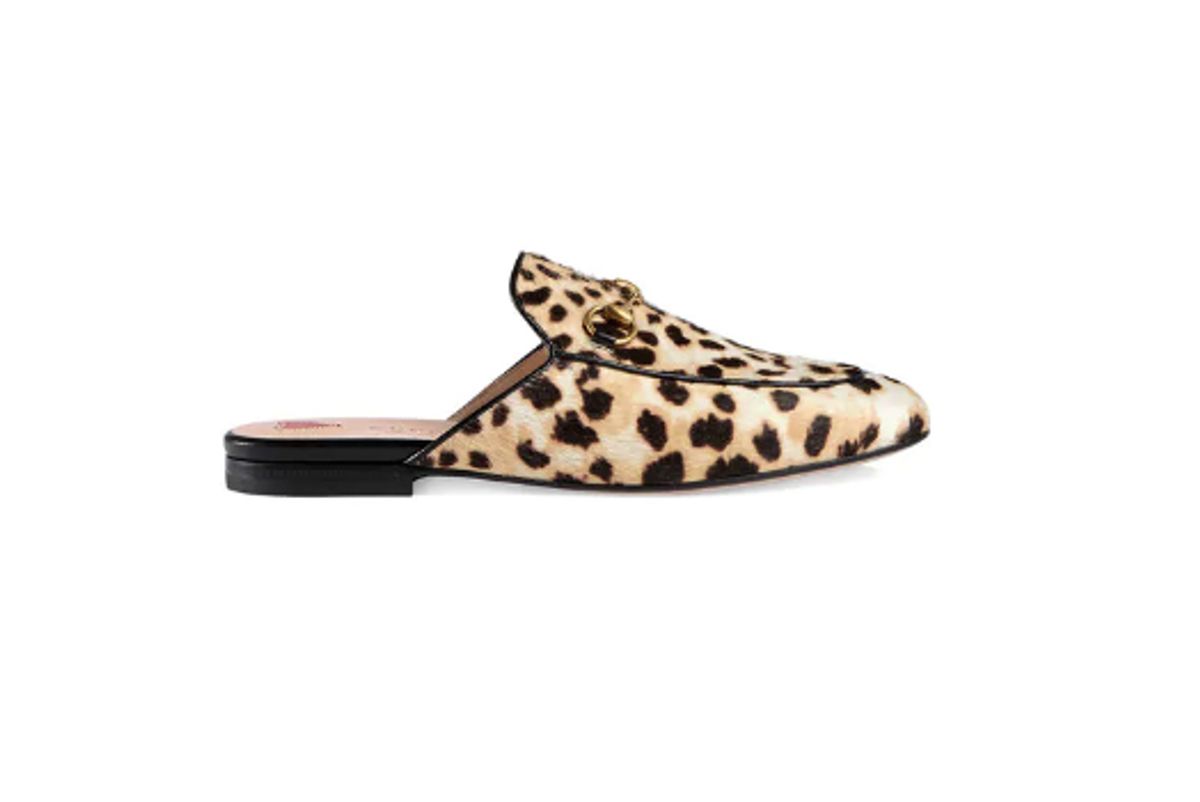 gucci leopard princetown pony mules