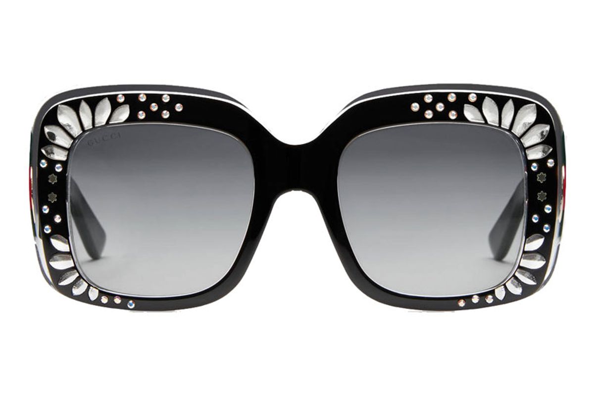Oversized Square-Frame Rhinestone Sunglasses