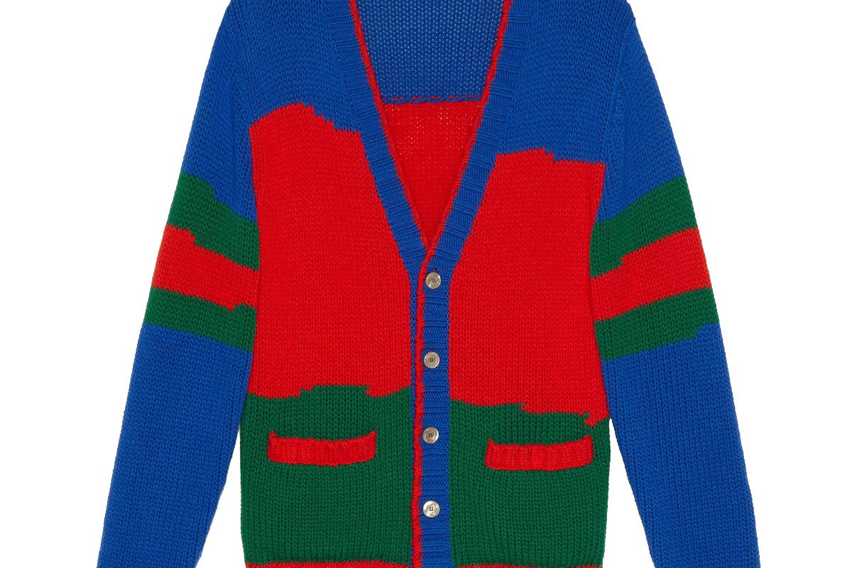 gucci oversized striped wool cardigan