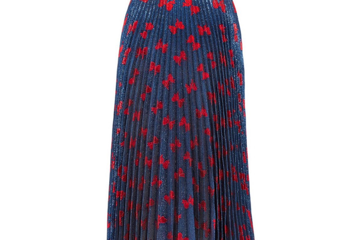 Plissé-lamé Midi Skirt