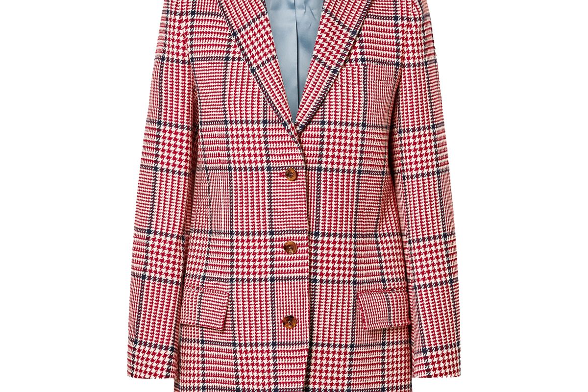 gucci prince of wales checked wool blend blazer