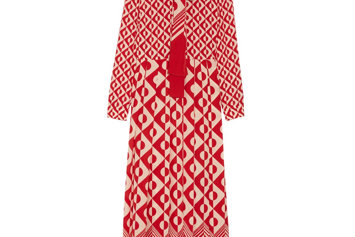 Printed Silk Crepe de Chine Midi Dress
