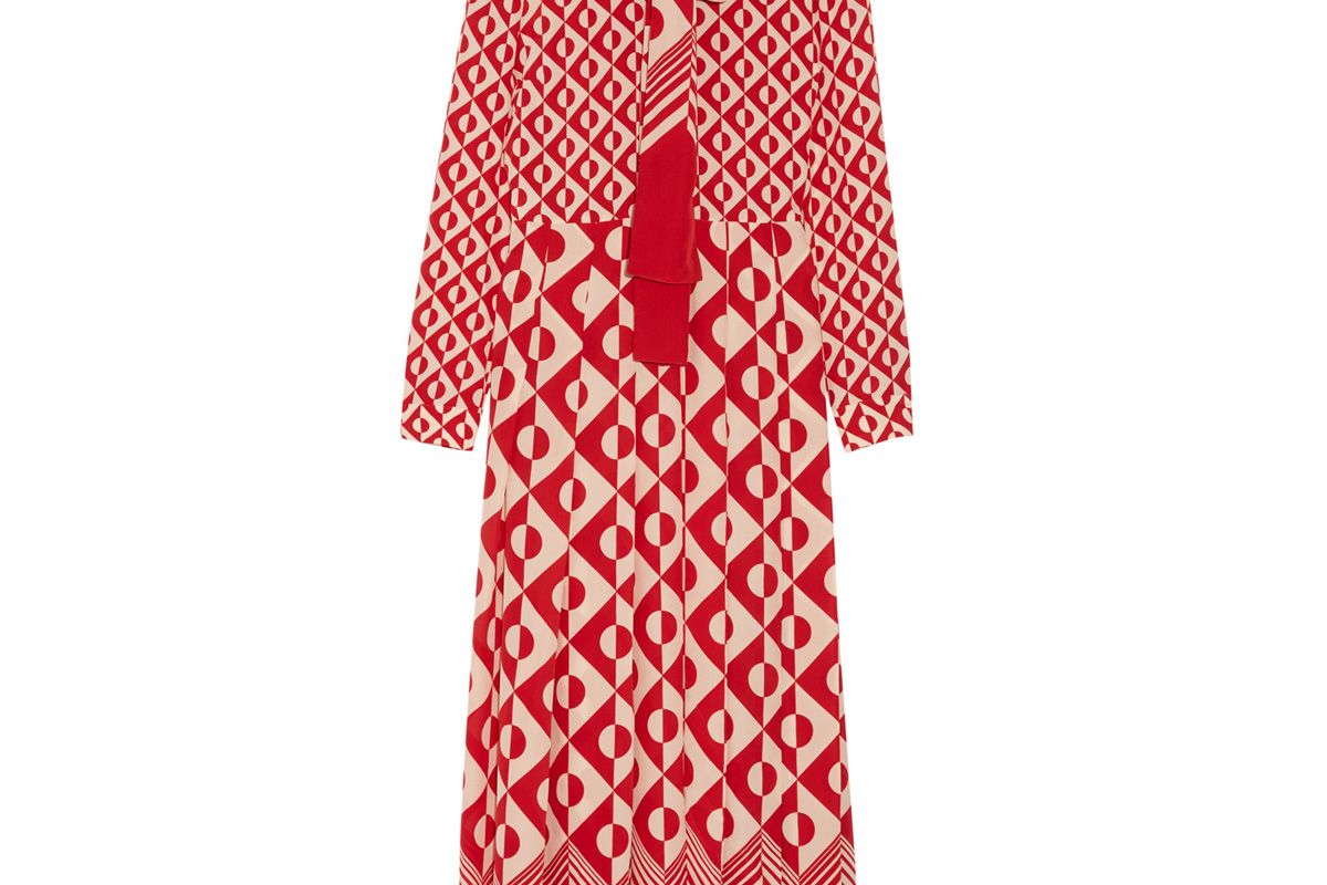 Printed Silk Crepe de Chine Midi Dress