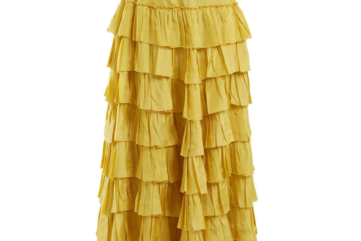 gucci ruffle tiered habotai silk skirt