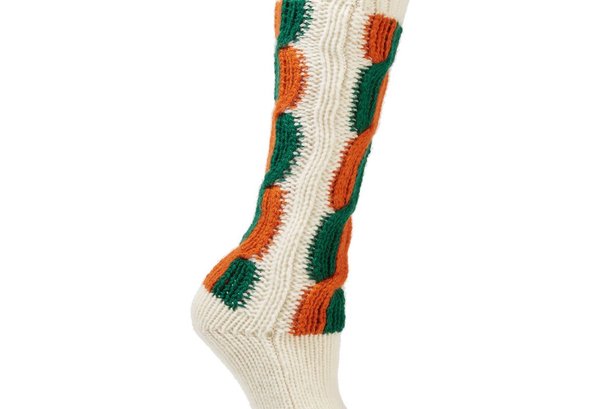 gucci striped cable knit wool socks