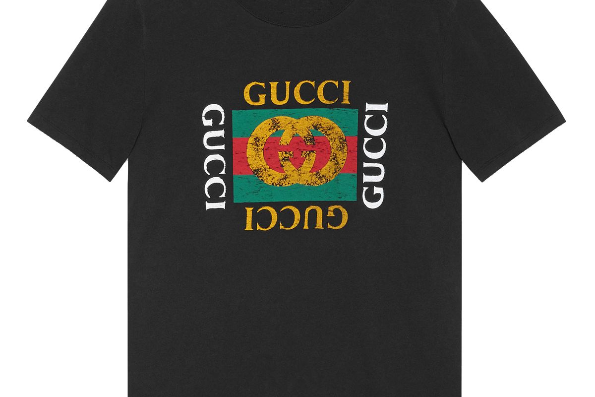 Washed T-Shirt with Gucci Logo