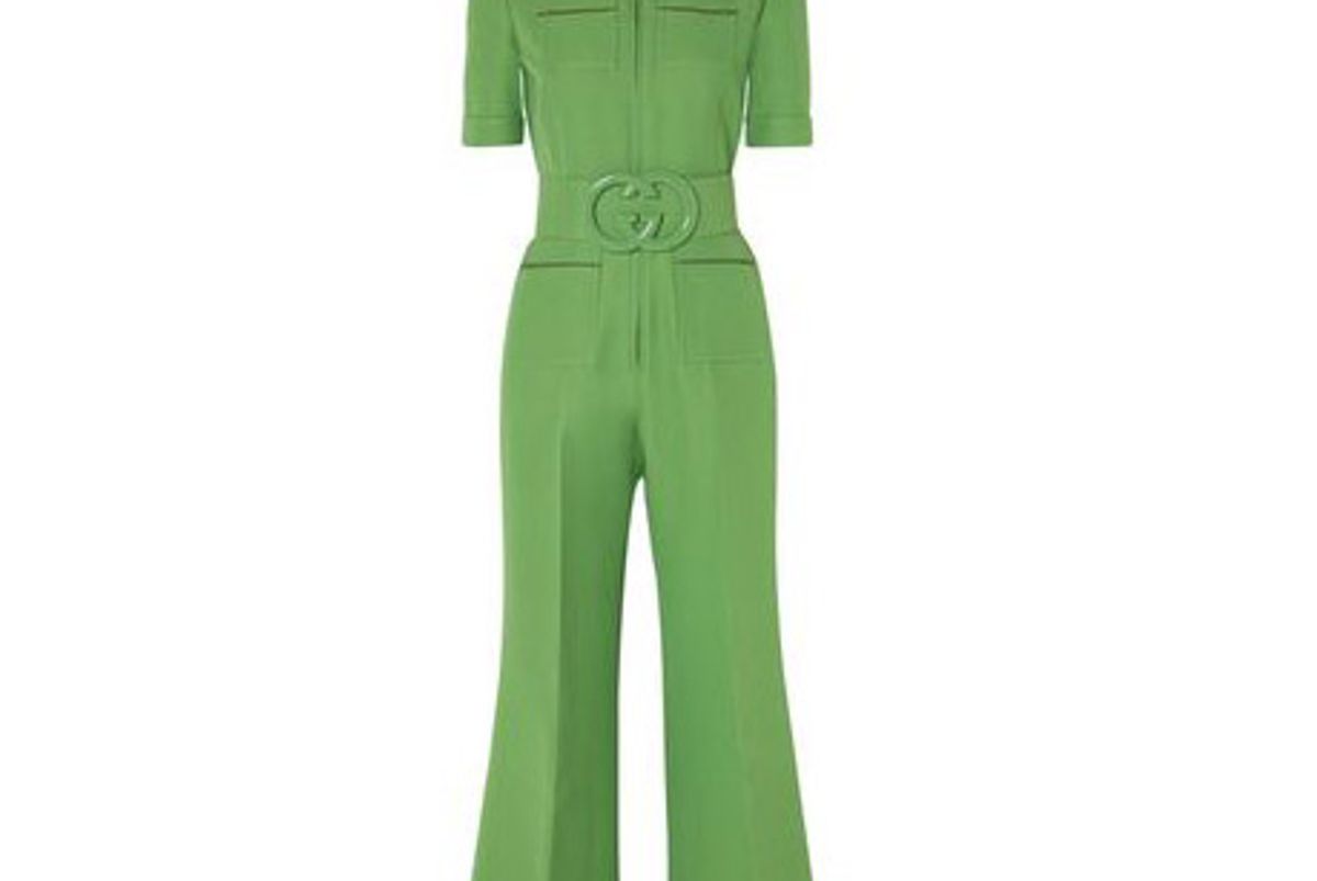 gucci wool silk belted jumpsuit