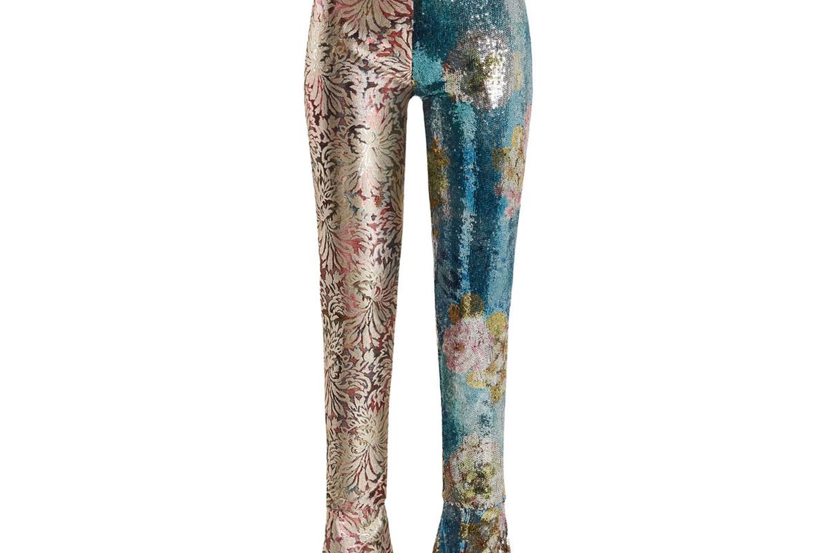 halpern high rise sequin embellished skinny trousers