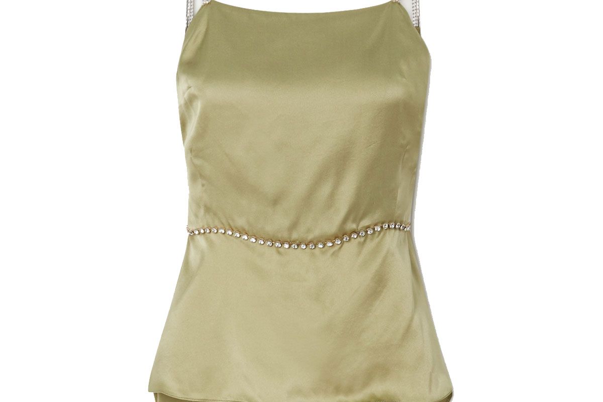 harmur open back crystal embellished silk satin top