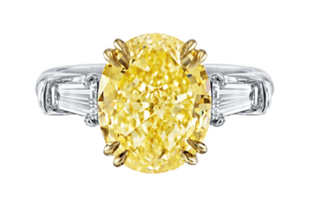 Classic Winston, Oval-Shaped Yellow Diamond Ring