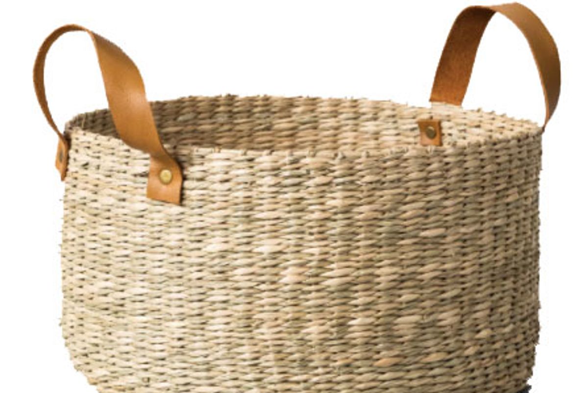hearth and hand with magnolia seagrass basket with leather handle