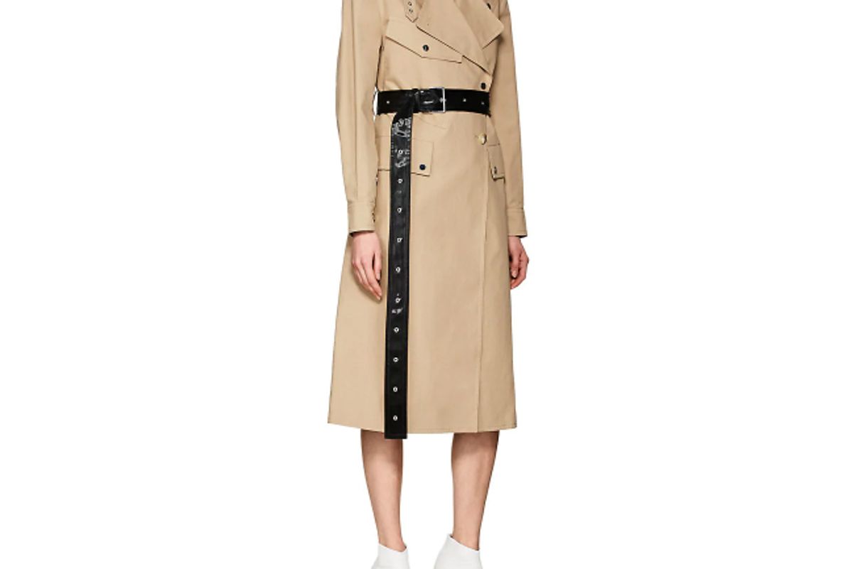 helmut lang belted cotton trench coat