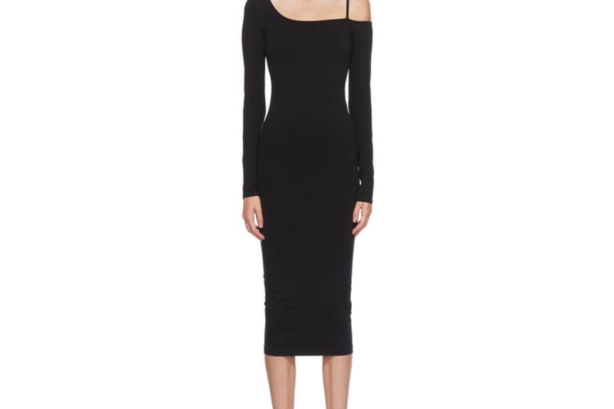 helmut lang black one shoulder dress