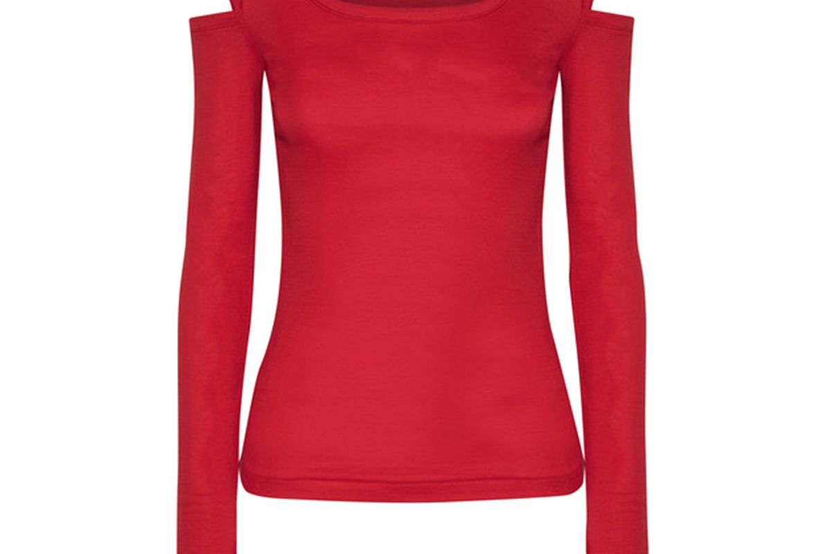 Helmut Lang Cold-shoulder cotton-jersey top