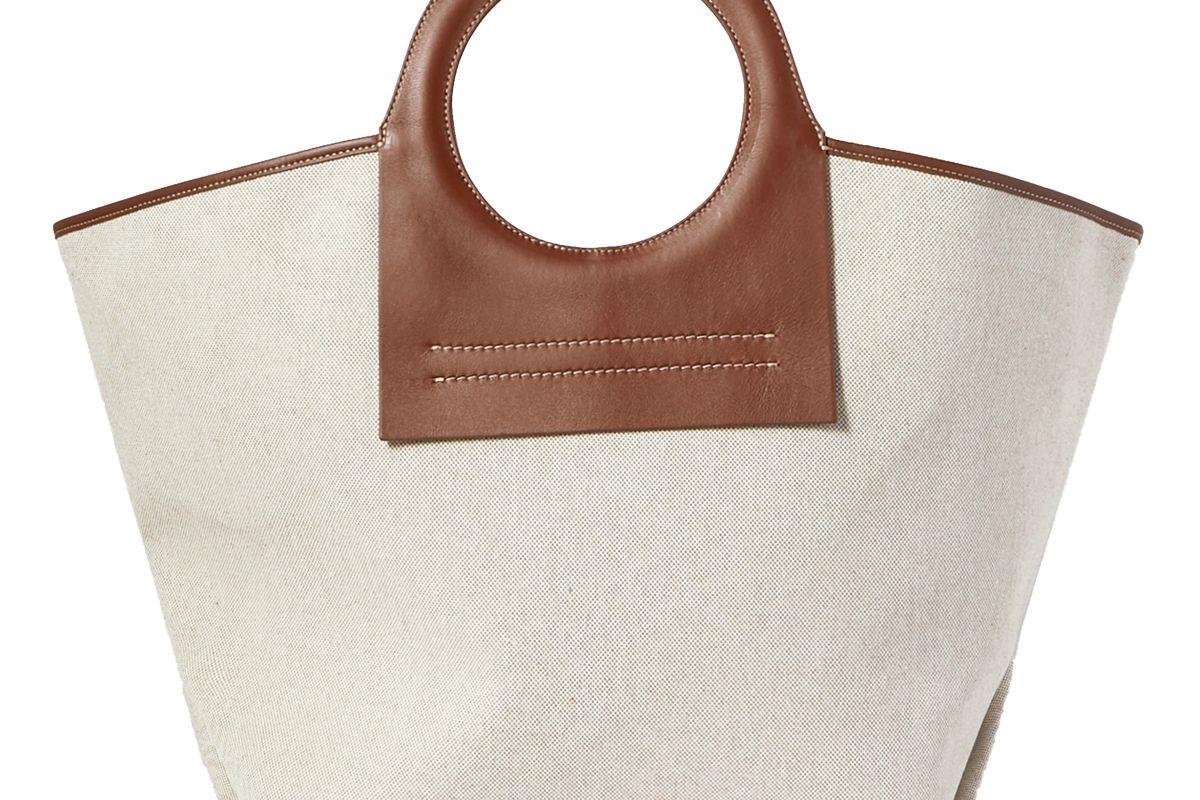 hereu net sustain cala large leather trimmed canvas tote