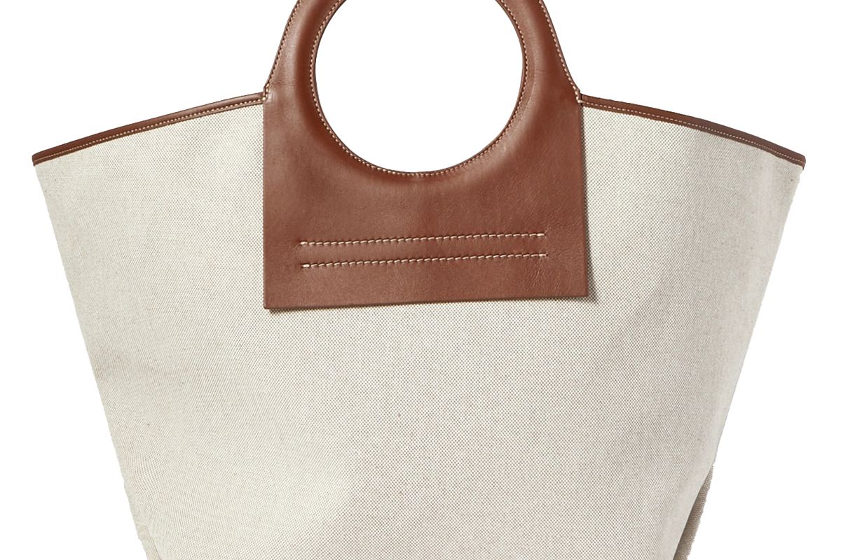 hereu net sustain cala large leather trimmed canvas tote