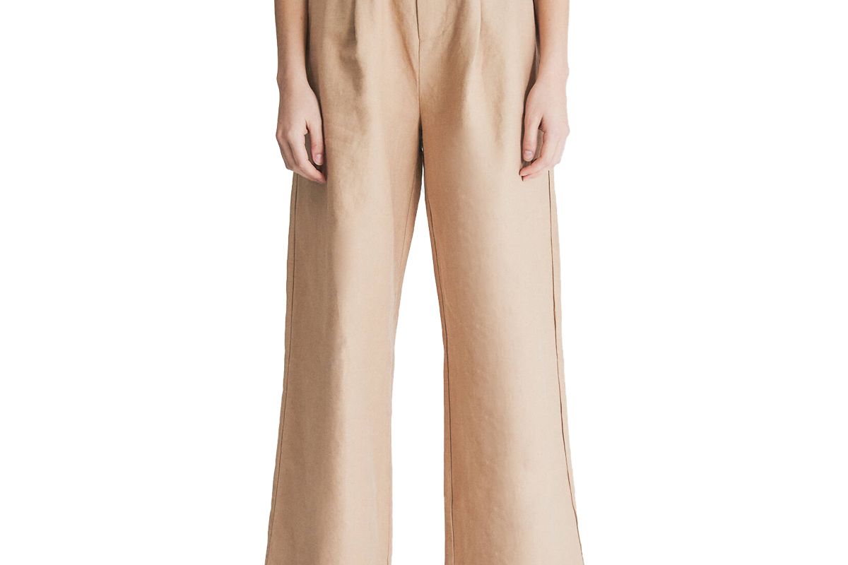 hidden forest market wide linen pants in beige