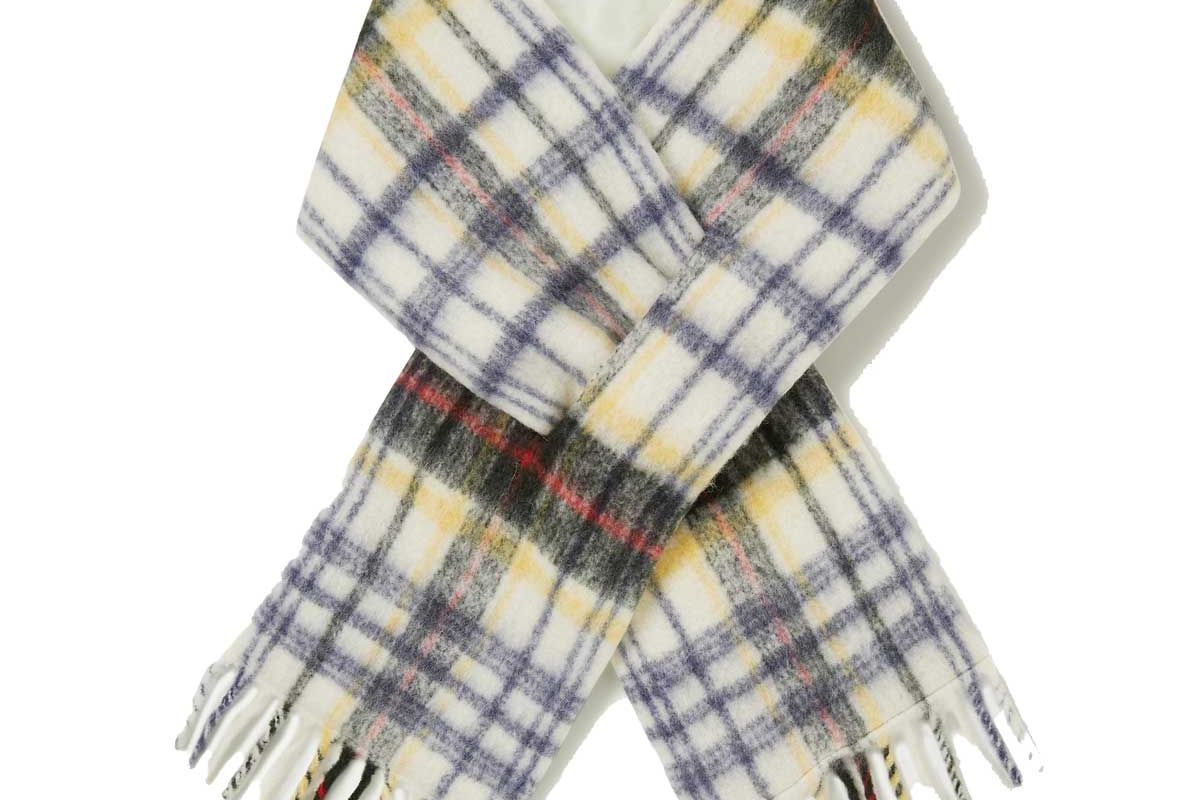 holzweiler fringed padded checked alpaca blend scarf