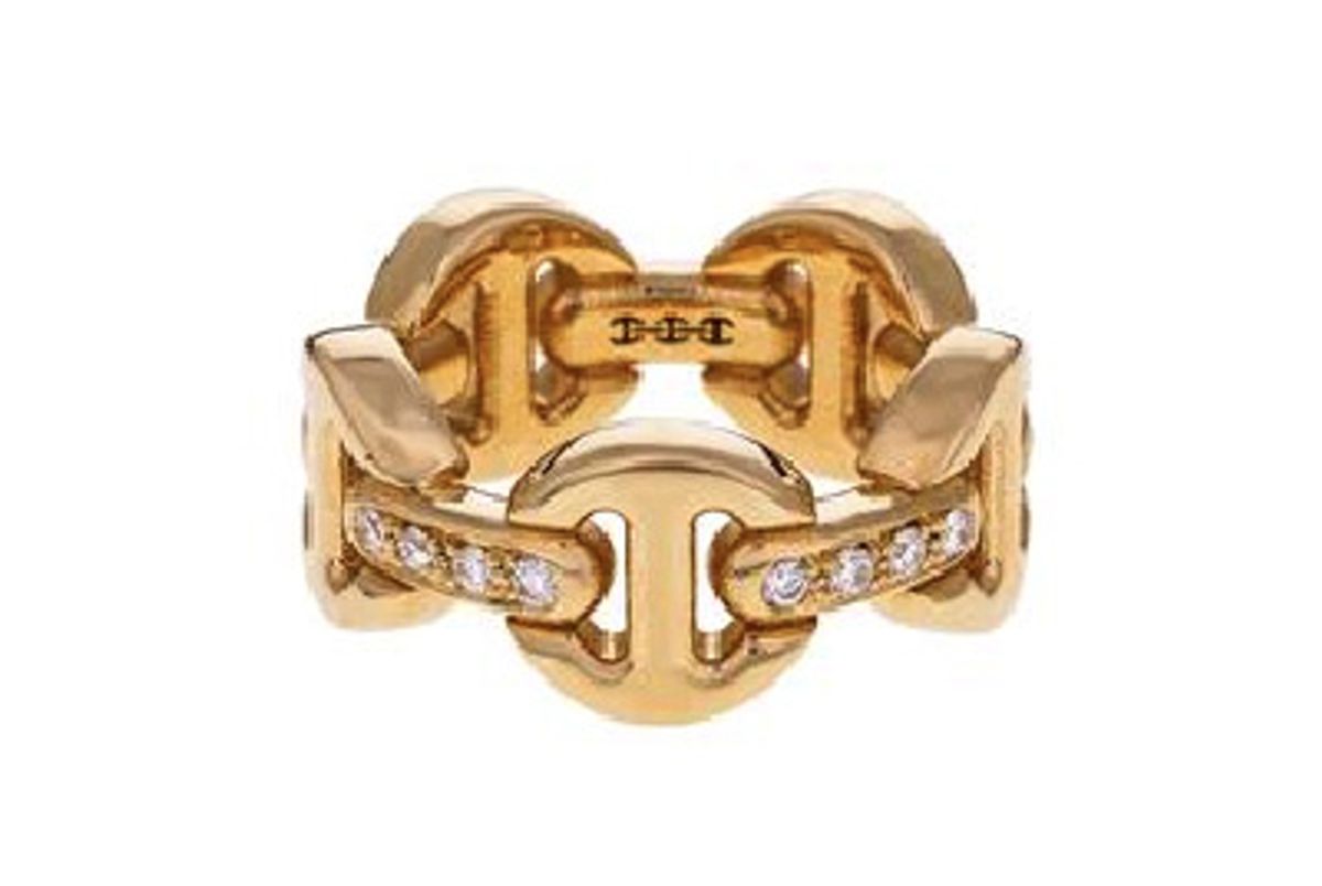 Yellow Gold Diamond Classic Tri-Link Dame Ring
