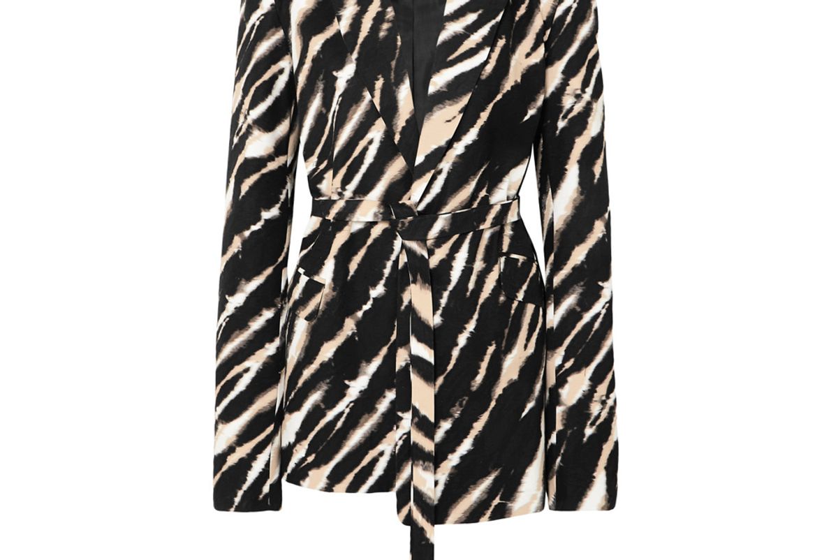 house of holland belted zebra print cotton canvas blazer