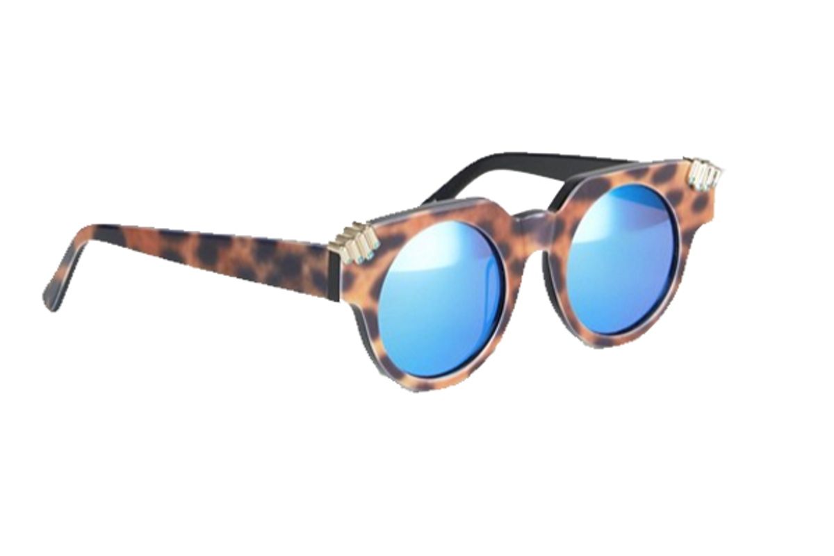 House of Holland Fister Round Sunglasses with Blue Mirror Lens