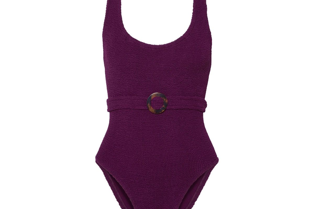 hunza g solitaire embellished seersucker swimsuit