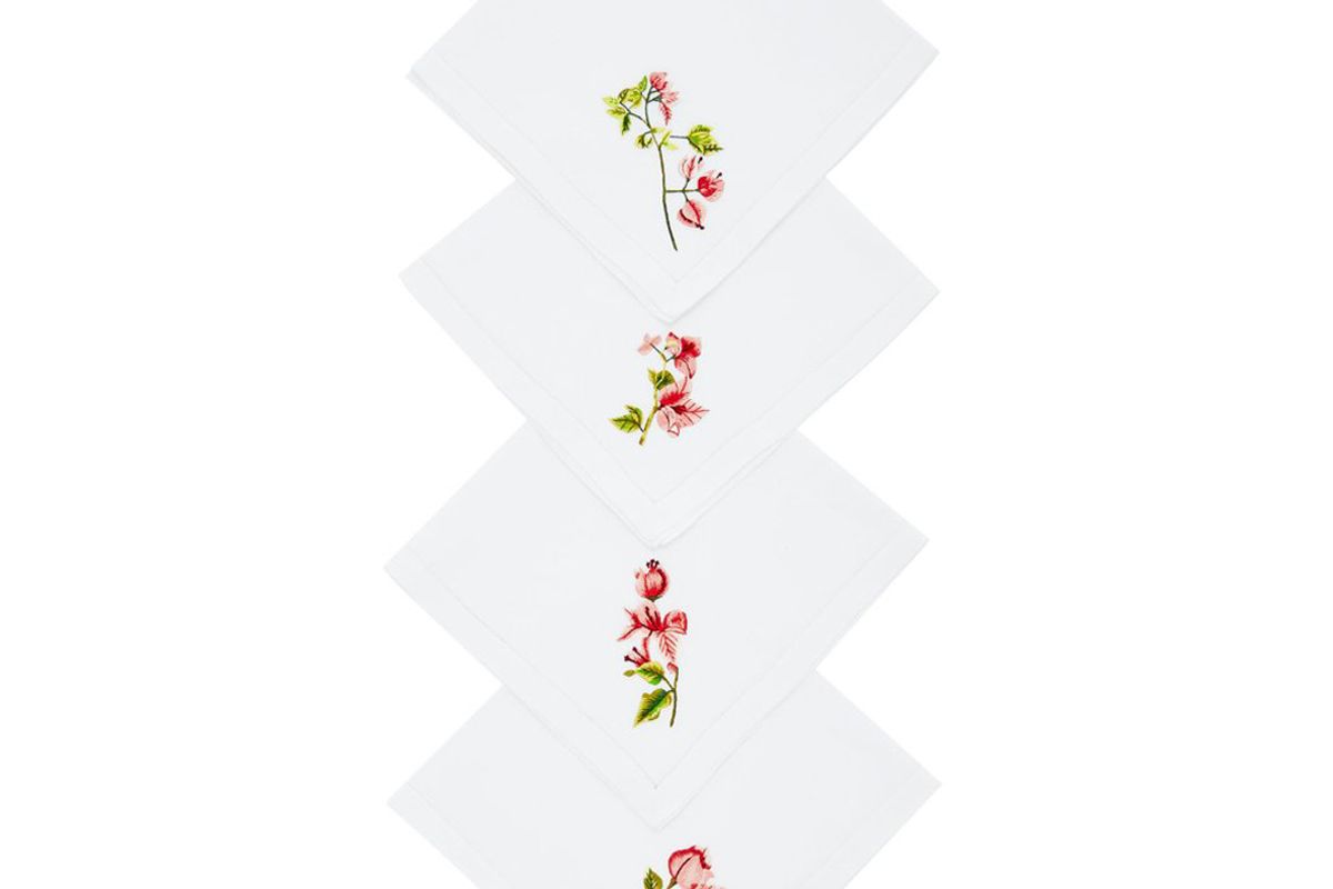 ibaba rwanda set of four embroidered linen napkins
