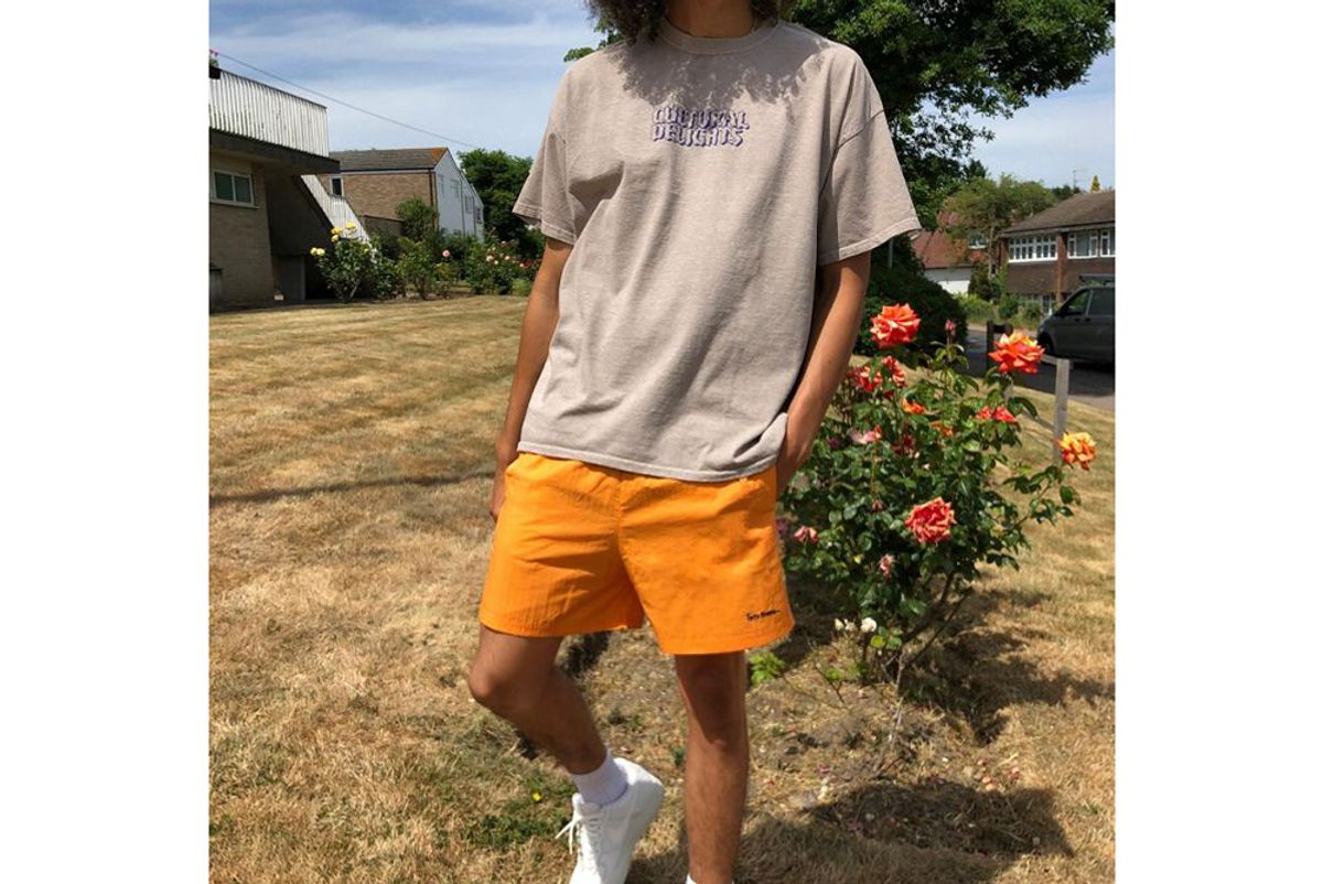 iets frans neon orange crinkle plain shorts
