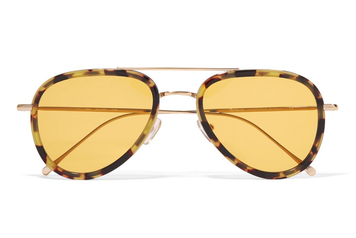 illesteva wooster aviator style tortiseshell acetate and gold tone sunglasses