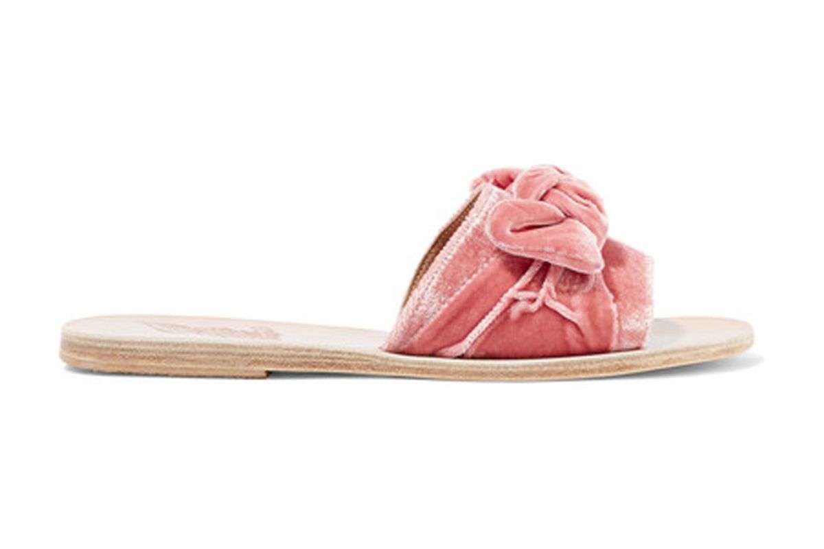 Taygete Bow-Embellished Velvet Sandals