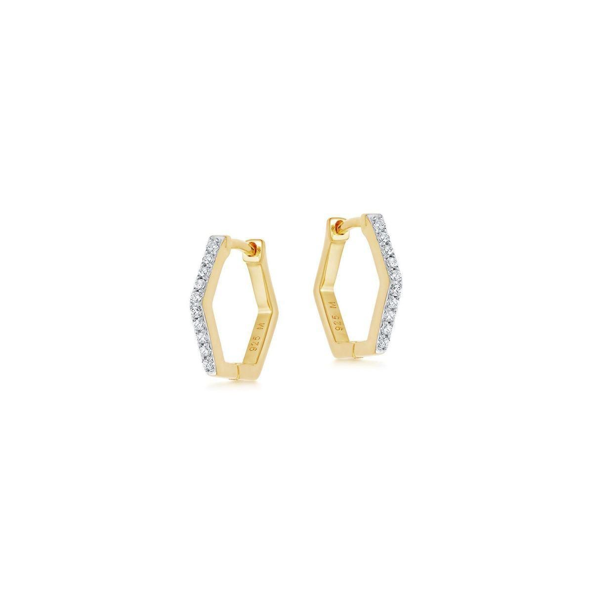 Gold Pave Hex Huggies