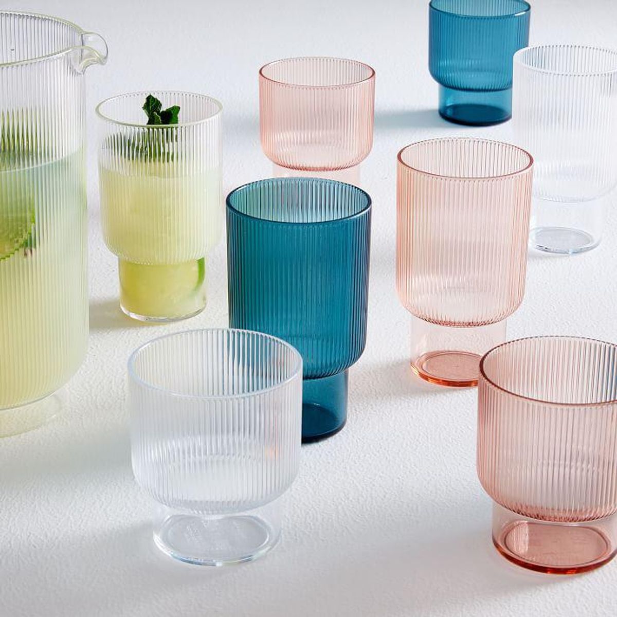 Fluted Acrylic Drinking Glasses