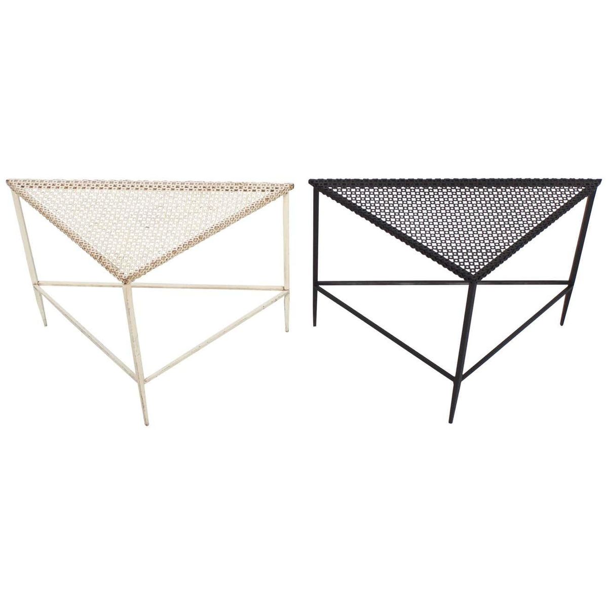 Pair of Triangular Mathieu Matégot Tables for Artimeta