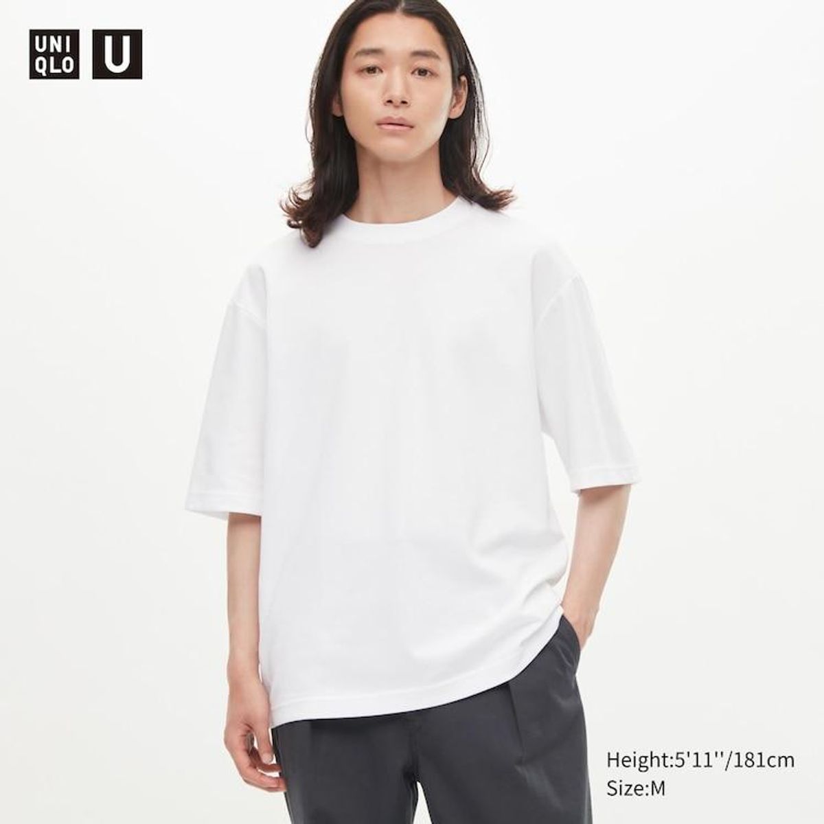 U AlRism Cotton Oversized Crew Neck T-Shirt in White