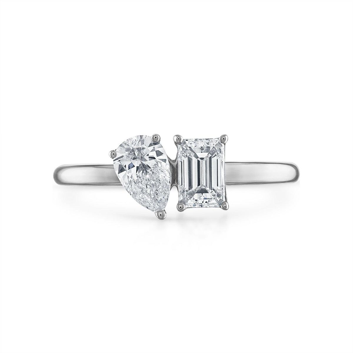 Mini Pear-Emerald Two-Stone Ring
