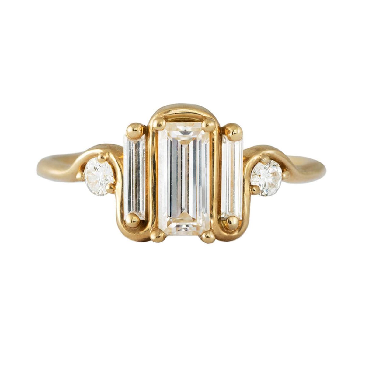 Triple Baguette Diamond Engagement Ring
