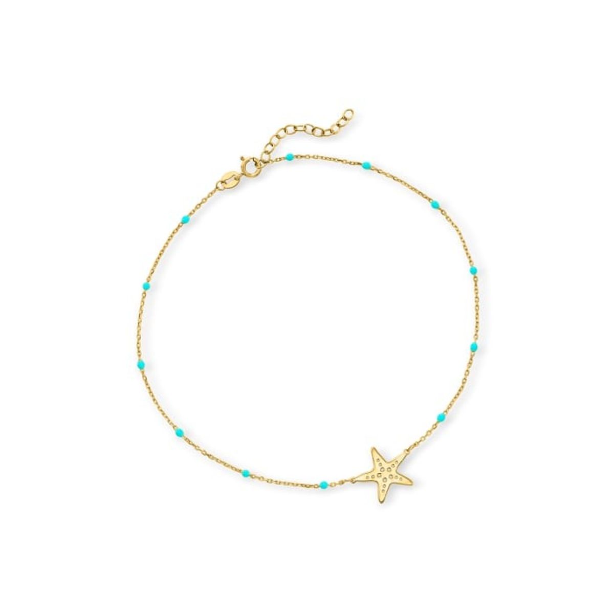 Starfish and Blue Enamel Anklet