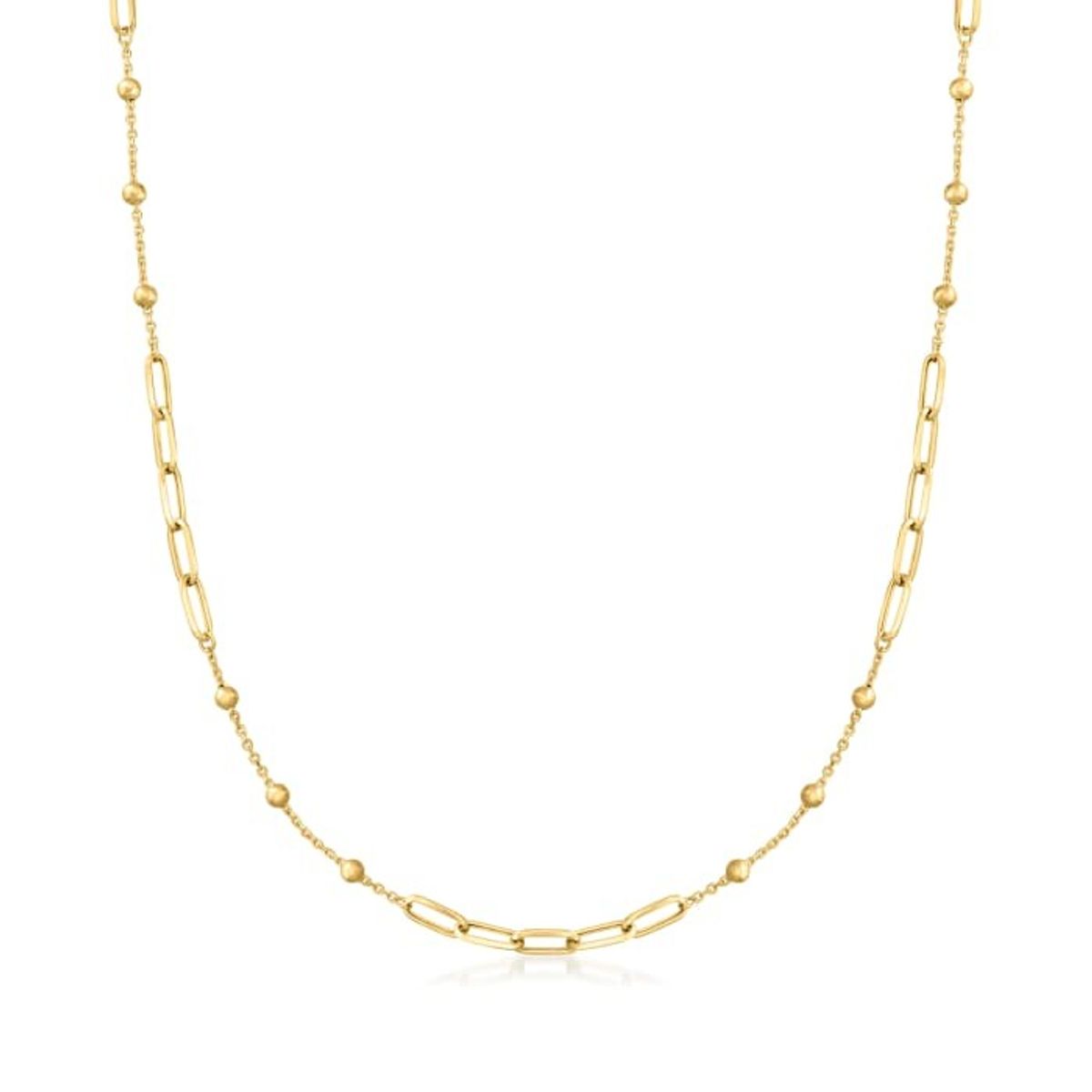 Paper Clip Link and Bead Necklace