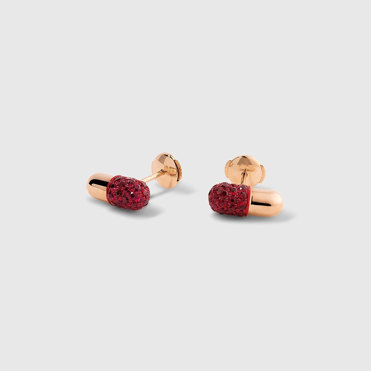 Ruby Pill Stud Earrings