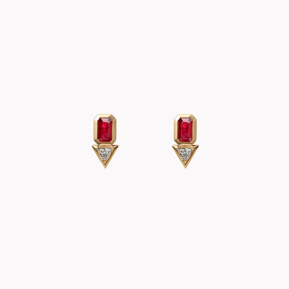 Ruby & Trillion Diamond Studs