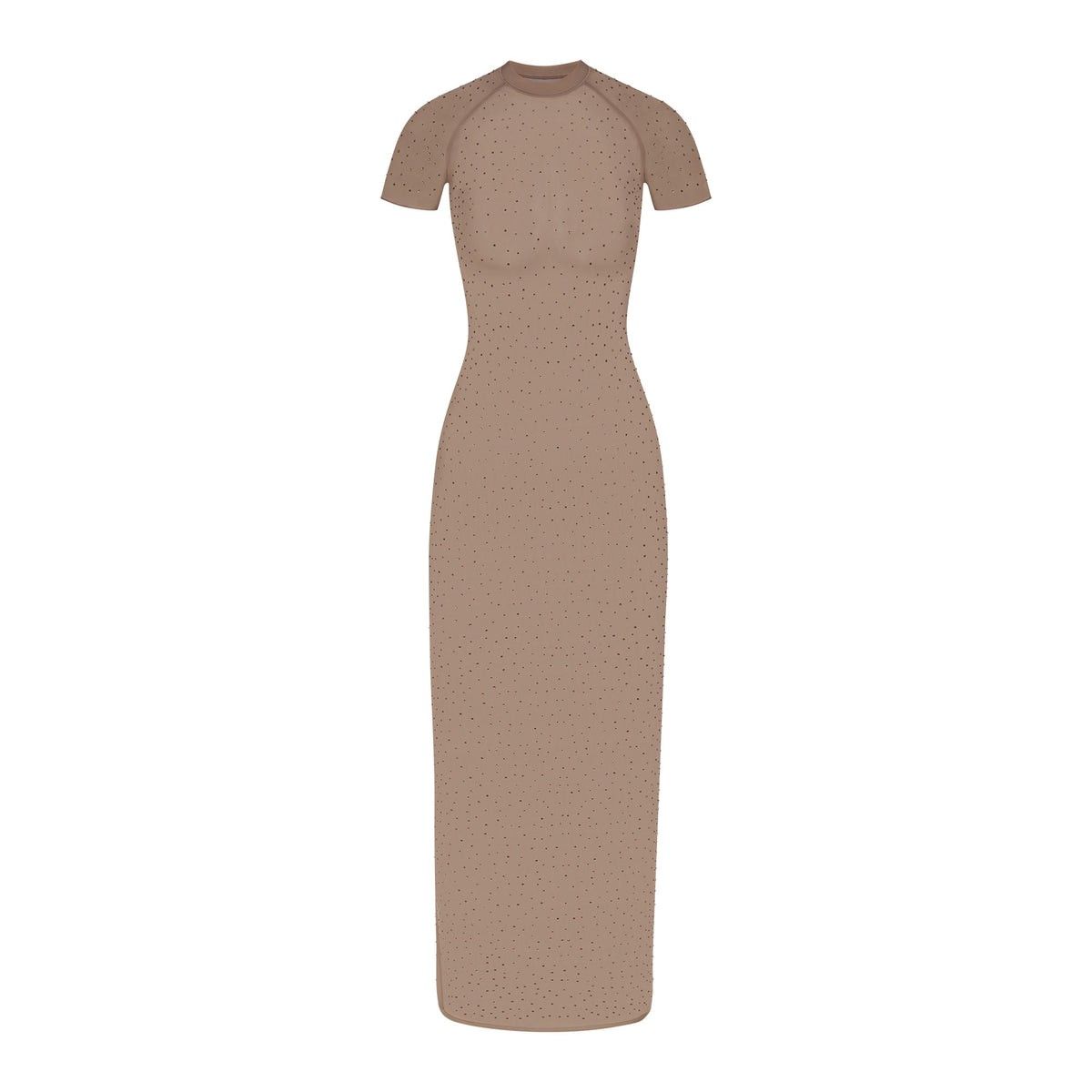 Mesh Rhinestone Cover Up Long Sleeve Dress
