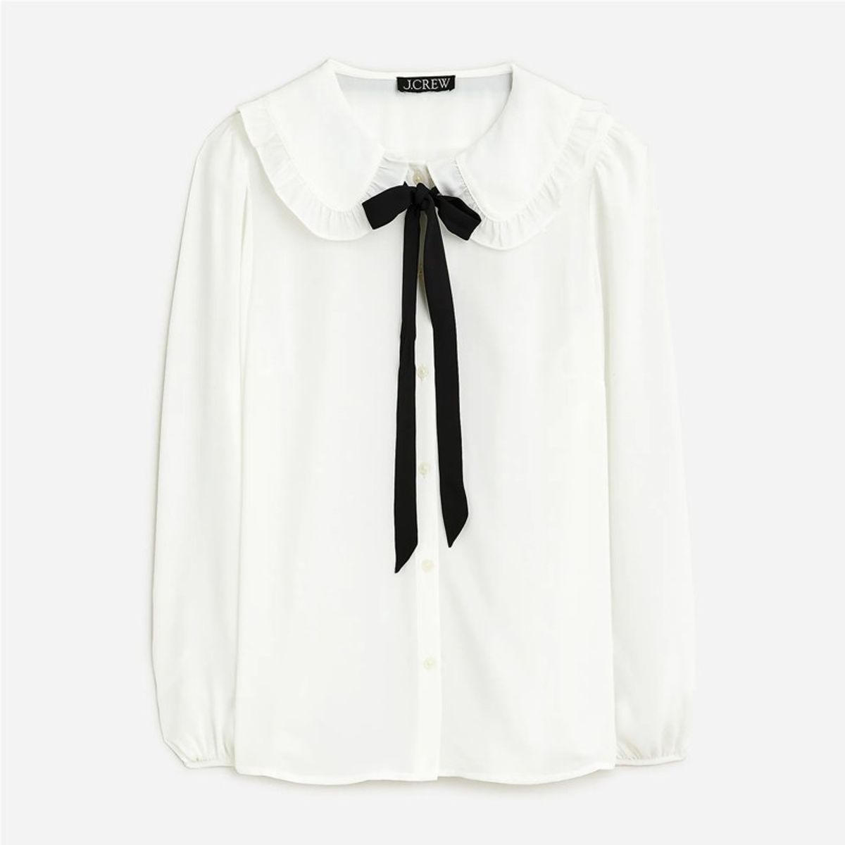 Drapey Ruffle-collar Button-up Shirt