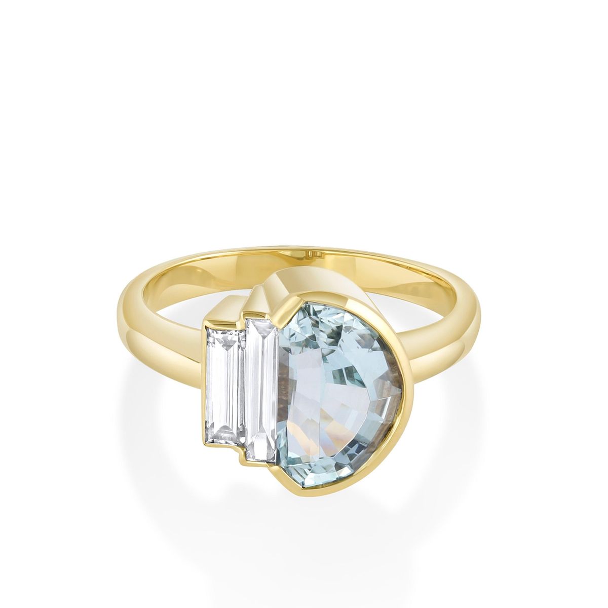 2.25ct Aquamarine Half Moon Ring