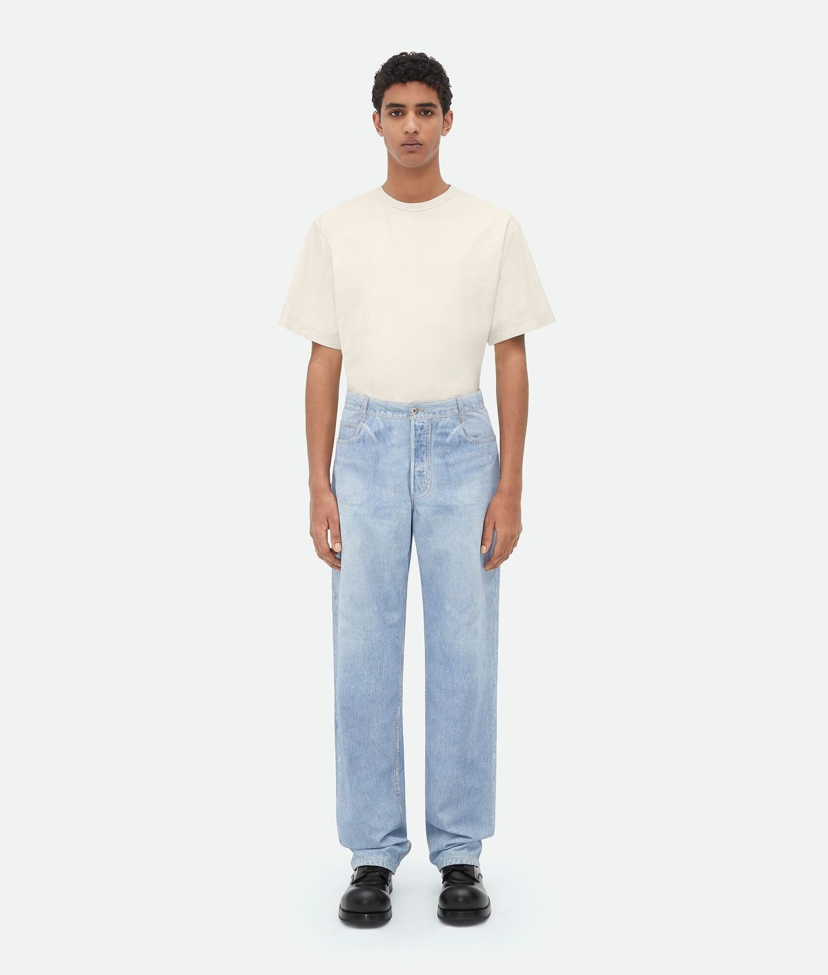 Printed Leather Wide Leg Denim