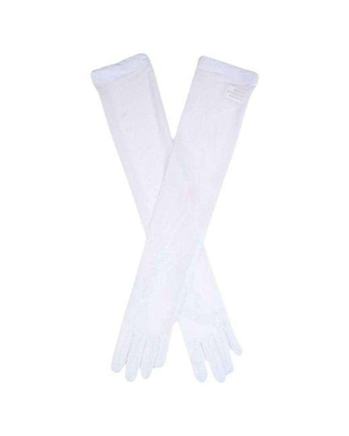 Women's White Long Tulle Evening Gloves