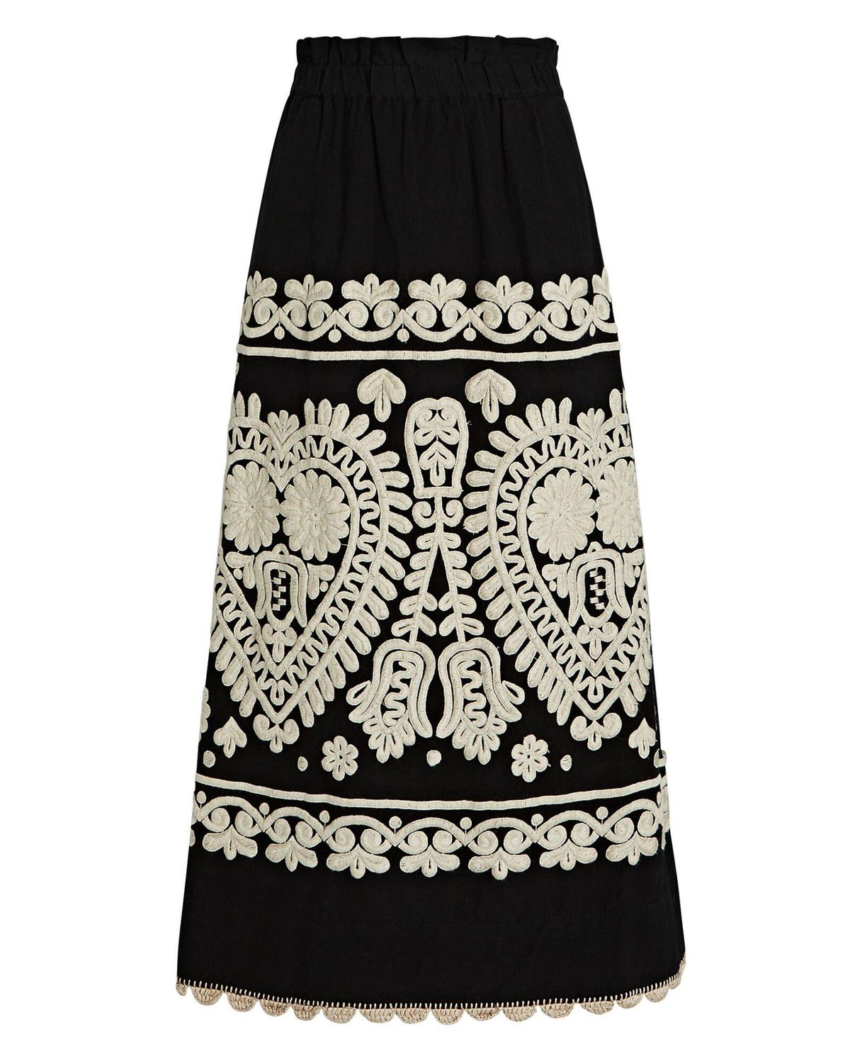 Holly Embroidered Canvas Midi Skirt