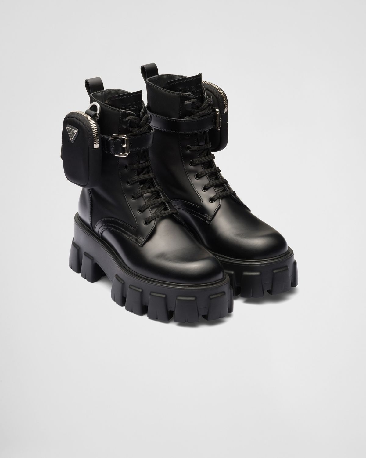 Monolith Leather and Re-Nylon Boots with Pouch